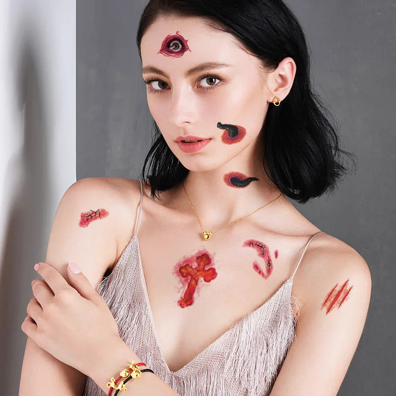 

stickers Simulation Halloween tattoo stickers waterproof men and women lasting lifelike horror fake scars scar stickers
