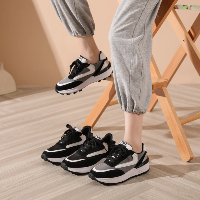 

Women Chunky Sneakers Casual Platform Women's Sports Shoes 2021 Autumn Breathable Comfort Running Shoes For Women Jogging Black
