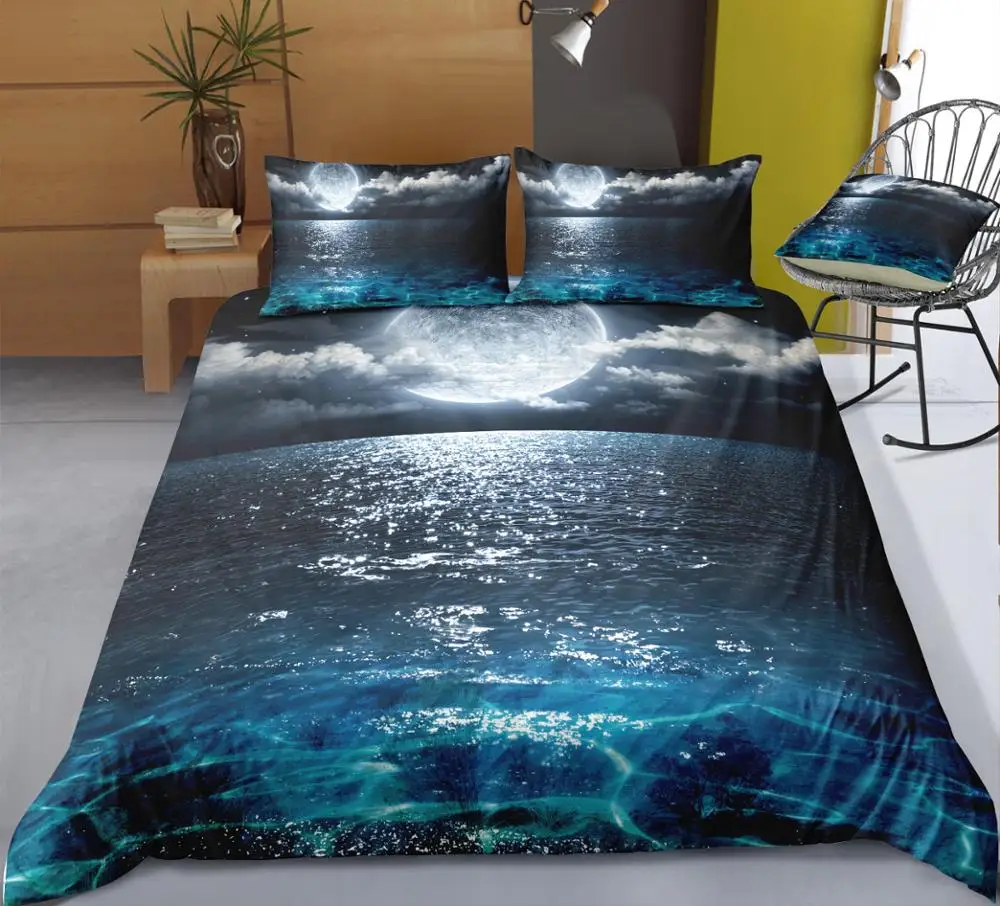 

3D Printed Beach Coconut Forest Pattern Home Textile Bedding Set Fashionable Soft Comfortable Duvet Cover Set Bedding Set Cotton