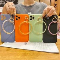 candy color mobile phone soft silicone back cover for iphone 11 128gb pro x xs max xr se 2020 7 8 plus bracelet case shockproof