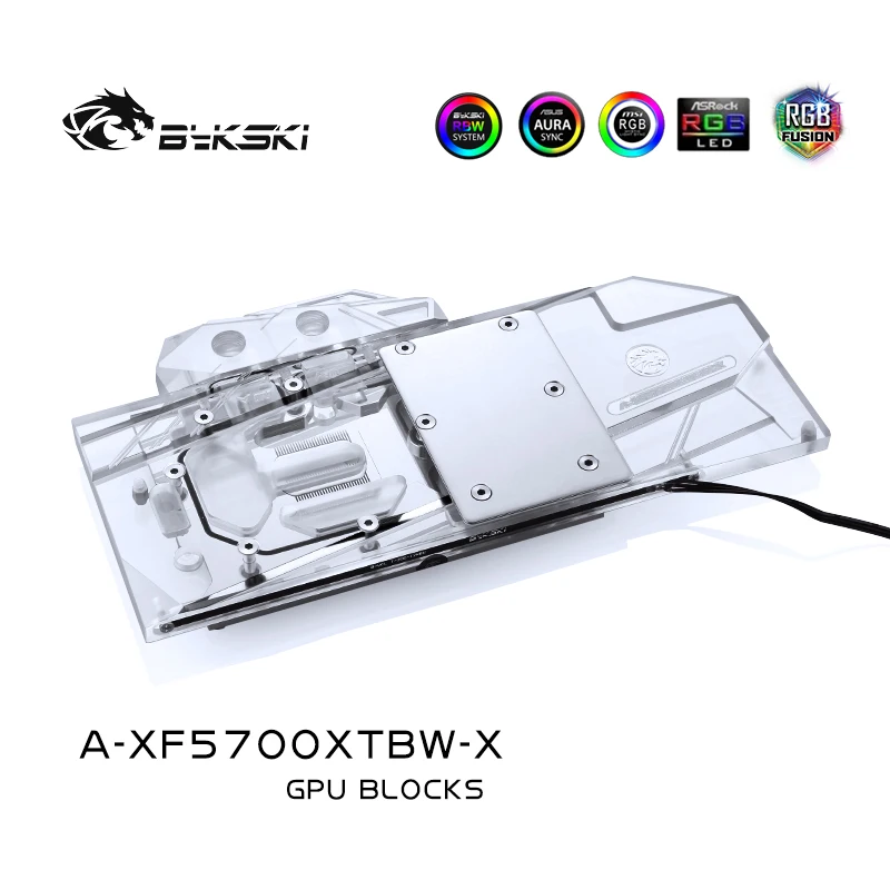 

Bykski A-XF5700XTBW-X PC водяной охладитель Радиатор GPU кулер видеокарта водяной блок для XFX RX5700XT Black Wolf THICC III