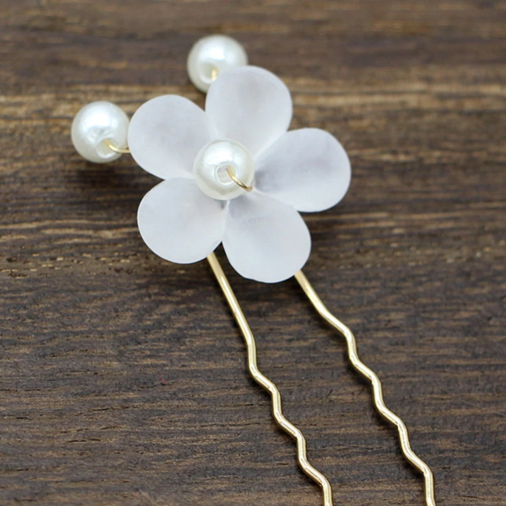 6 шт./компл. U образная шпилька с жемчужинами и цветами свадебная тиара аксессуары