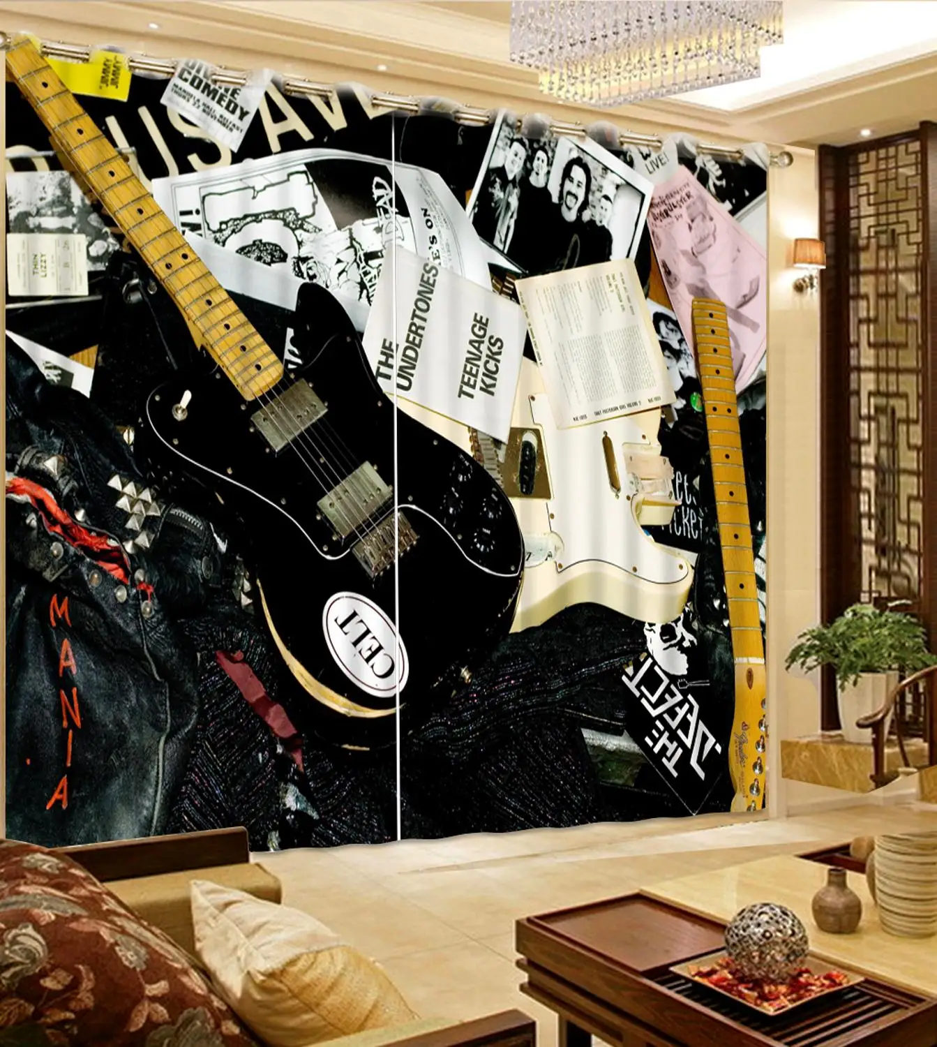 

window curtain 3d Music guitar Used for Living room Bedroom curtain 3d customize photo 3d curtains