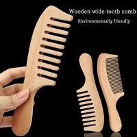 high quality 100 natural anti static handle wooden wide tooth comb hair brush