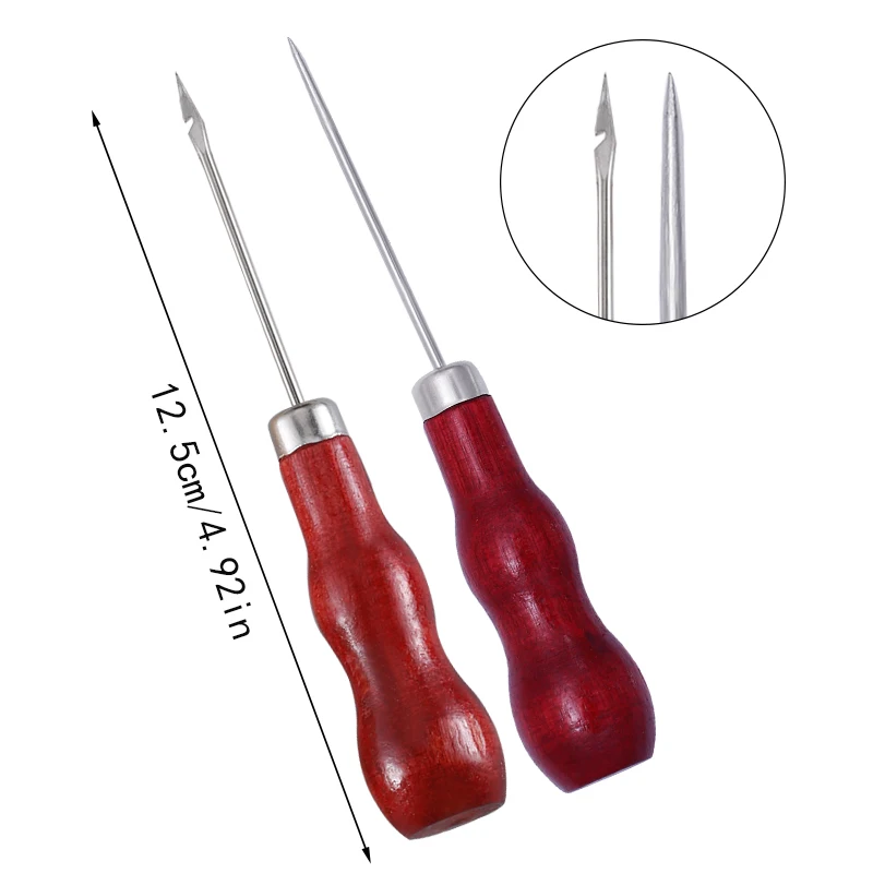 

Sewing Awl Wooden Handle Awls Straight awl elbow awl Leather Working Tools for Hand Stitcher Awl Punch Hole Leather Tools