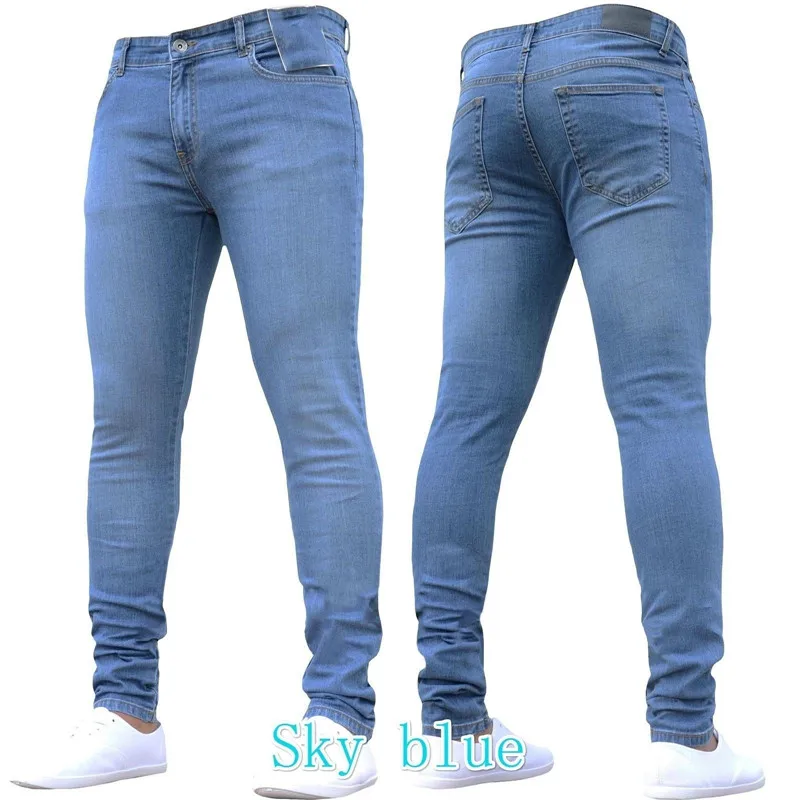 New Mens Pencil Pants 2019 Fashion Men Casual Slim Fit Straight Stretch Feet Skinny Zipper Jeans For Male Hot Sell Trousers | Мужская
