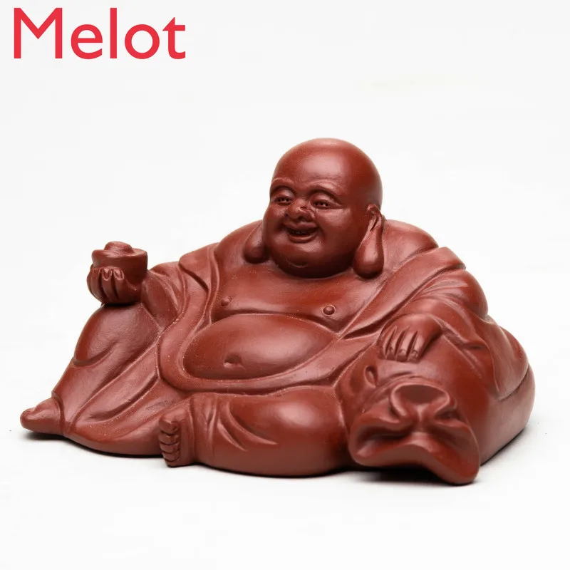 

Purple Sand Tea Pet Raw Ore Red Robe Maitreya Buddha Buddha Decoration Sculpture Tea Carve Kung Fu Tea Teaware Creative Play Pet