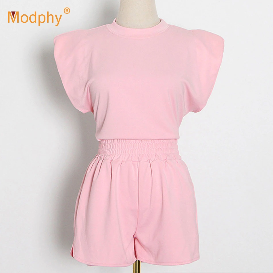 

Casual Sportswear Women Set Sleeveless T-Shirt & Shorts 2 Two-Piece Home Wear Solid Color Shorts Sports Suit Women 2022 Fashion