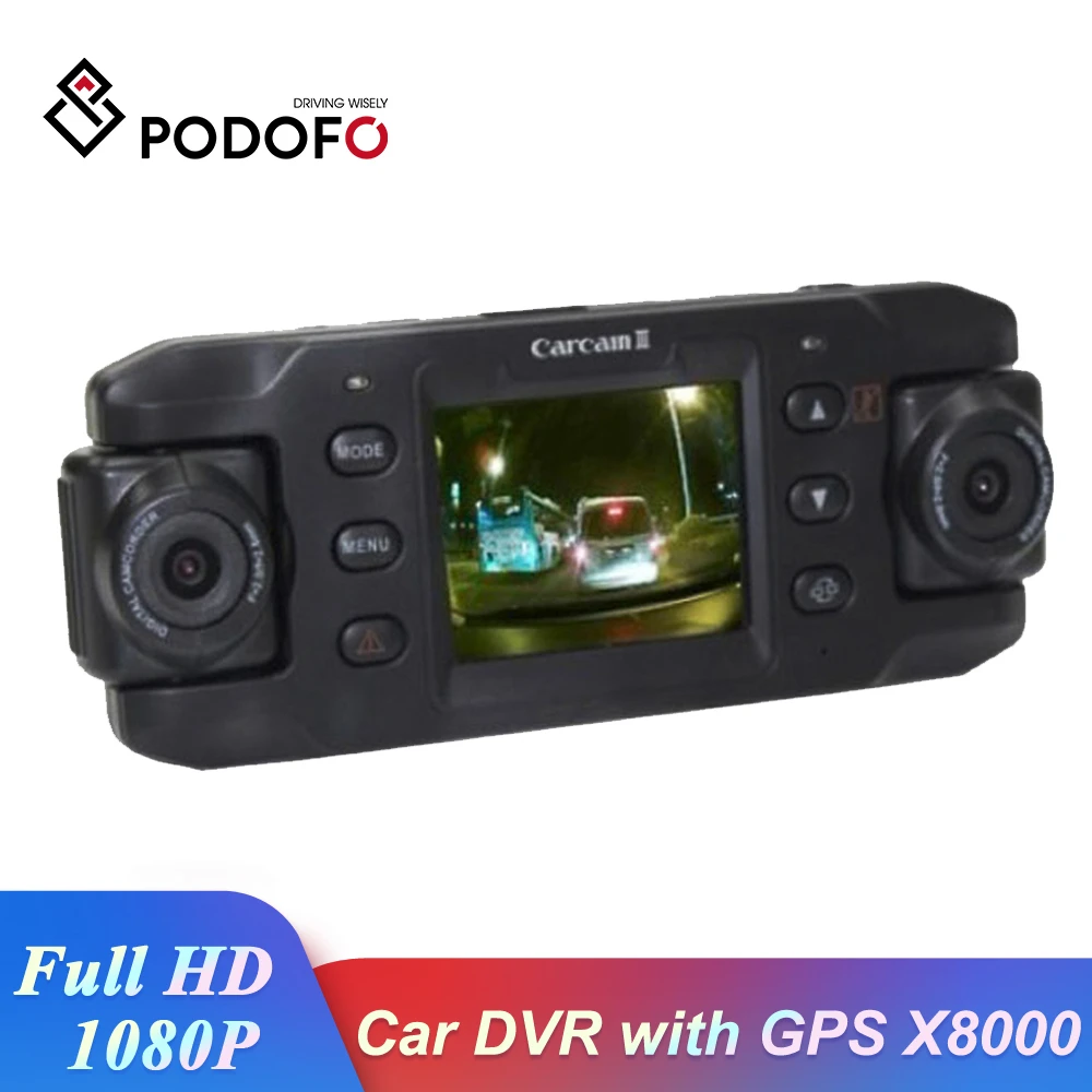 Podofo dvr двойной объектив видеорегистратор Автомобильный видеорегистратор с gps X8000 видео рекордер видеокамера Full HD 1080P регистратор dashcam Авто видеорегистраторы