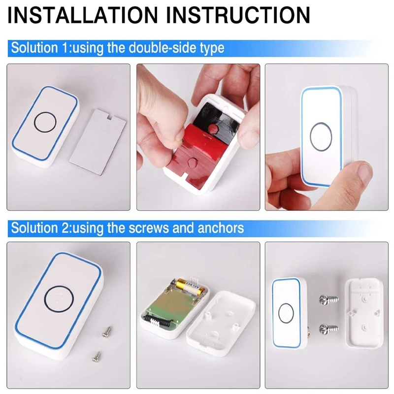 

Hot TTKK Wireless Doorbell,Waterproof Doorbell Chime Operating with 60 Melodies,5 Volume Levels & LED Flash,2 Receiver US Plug