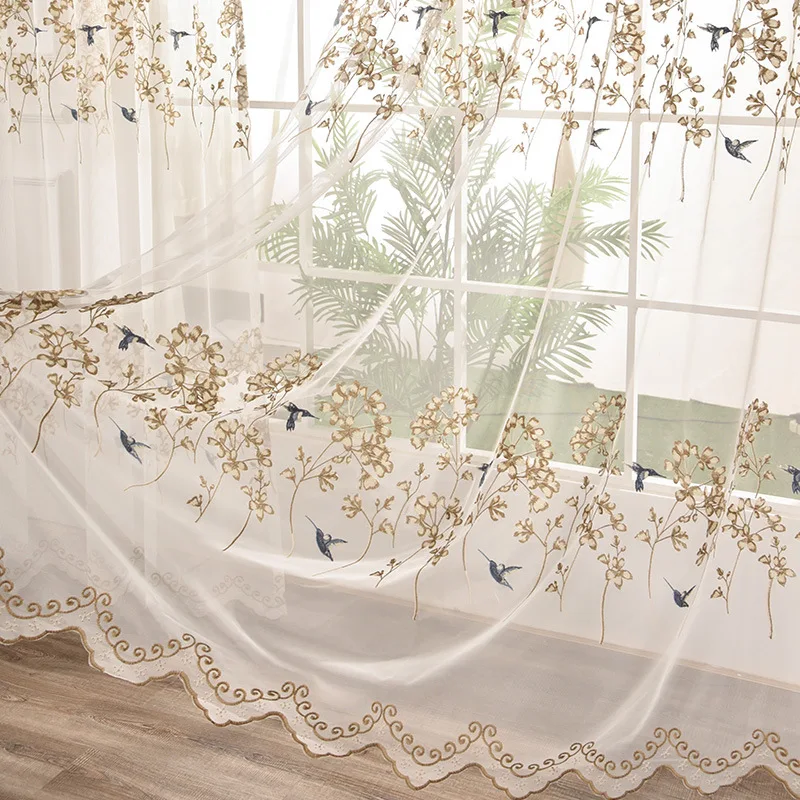 Bird Embroidered Tulle Curtains for Bedroom Room Chinese Elegant Swallow Lace Wave Bottom Balcony Window Tenda Drapes zh316D | Дом и сад