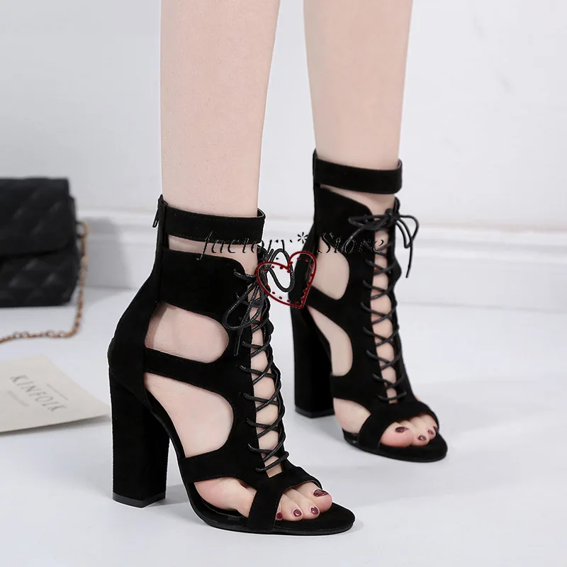 

Roman Lace-up High Heels Sandals Sexy Women's European and American Party Sexy Shoes Prom Shoes Lace Up High Heels