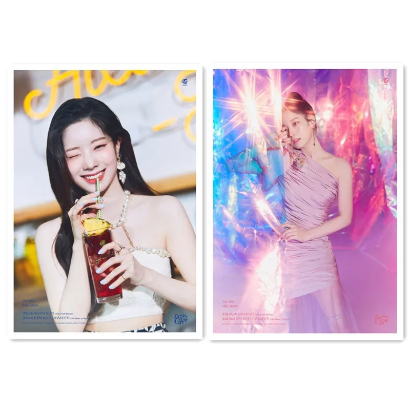 

2pcs/set KPOP Twice New Album Taste of Love Poster Stickers Wall Sicker Bedroom Decoration MINA SANA Fans Collection