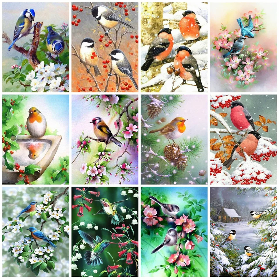 

AZQSD Diamond Painting 5d Birds Winter Embroidery Animal Rhinestones Home Decor Gift Handmade Cross Stitch Kits 5d Diy Crafts