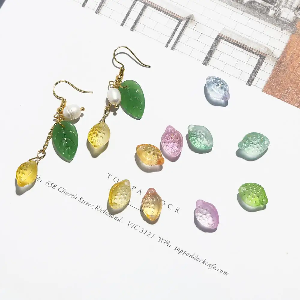 Стеклянные бусины лэмпворк в форме лимона многоцветные градиентные для