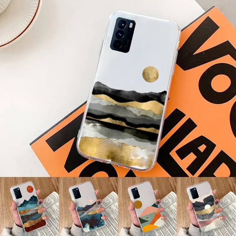 

Mountain Marble Moon Phone Case Transparent For oppo Realme FIND V X Q 2 3 5 7 11 50 GT Q2 PRO PLUS moible bag