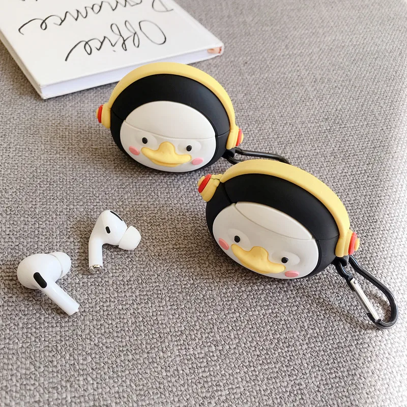 Чехол для наушников AirPods 2 1 Pro с мультяшным милым динамическим пингвином чехол 3