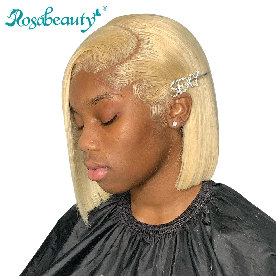 Rosabeauty 613 эффектом деграде(переход от темного к блондинка 13x6 Синтетические волосы на кружеве парики из натуральных волос бразильский короткий Боб прямые волосы передние парики для волос Волосы remy, на возраст
