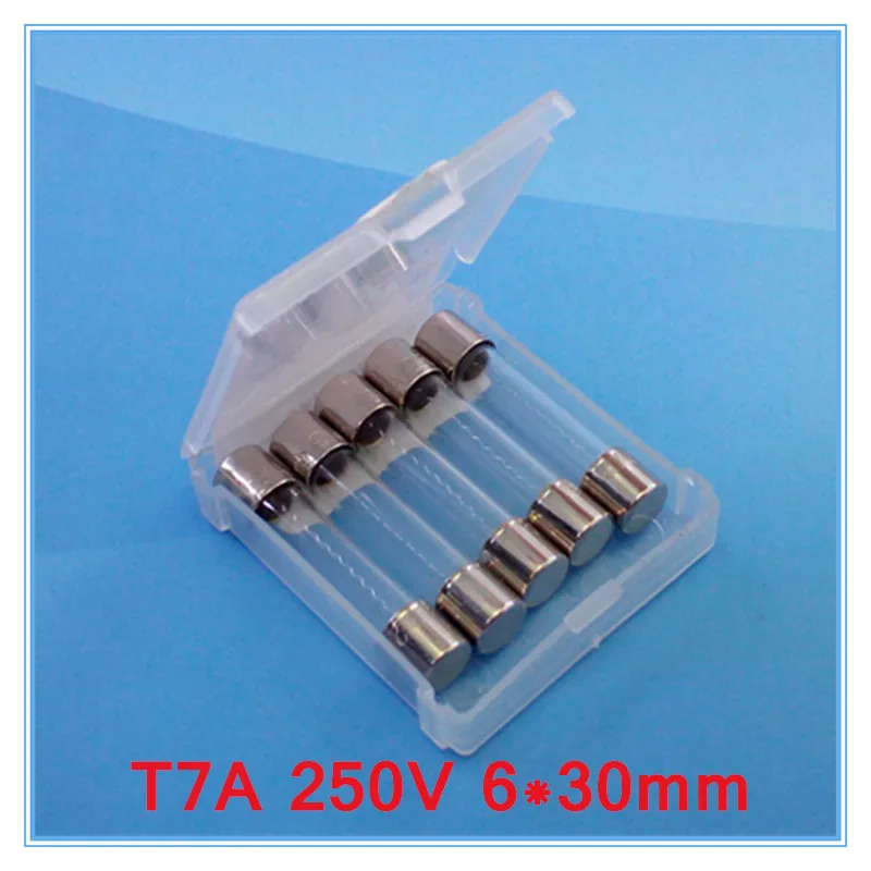 (5 шт./партия) T7A 250V 6x30mm медленный стеклянный трубчатый предохранитель UL VDE RoHS