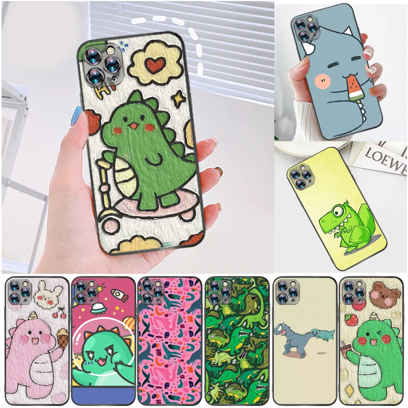 

Cute Flowers Funny Couples Dinosaur Color Painting Phone Case For iPhone 6 6S 6Plus 7 8 Plus Soft TPU Carcasa Coque Cases