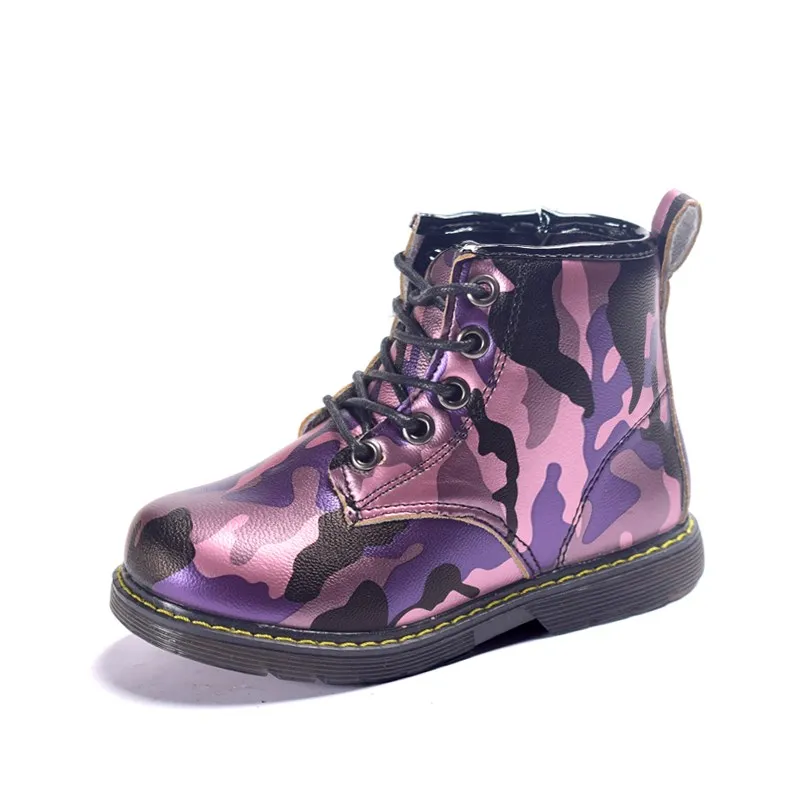 002 Purple AOGT/детские ботинки из искусственной кожи; водонепроницаемые ботинки martin; сезон осень-зима; модные детские ботинки; Брендовая обувь для мальчиков и девочек; резиновые сапоги - Цвет: 002 Purple