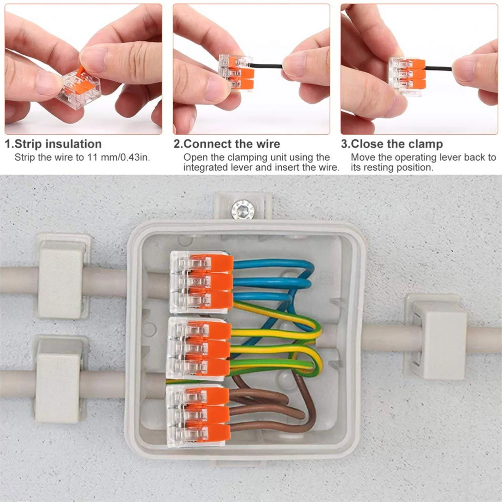 

75Pcs 221-412 Lever Nut Compact Splicing Connectors - 2/3/5 Conductor Terminal Blocks Compact Splicing Connector