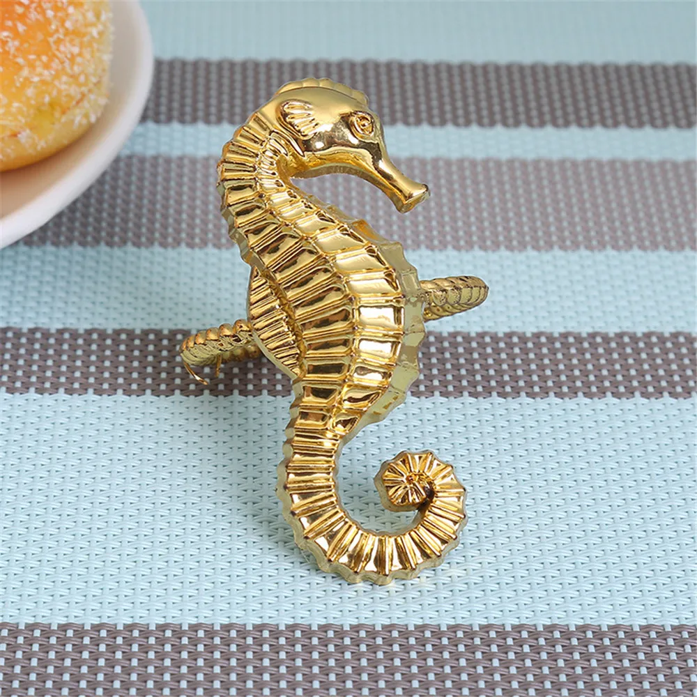 

12PCS/metal alloy seahorse gold and silver napkin ring table top decoration for business banquets, hotel receptions, family gath