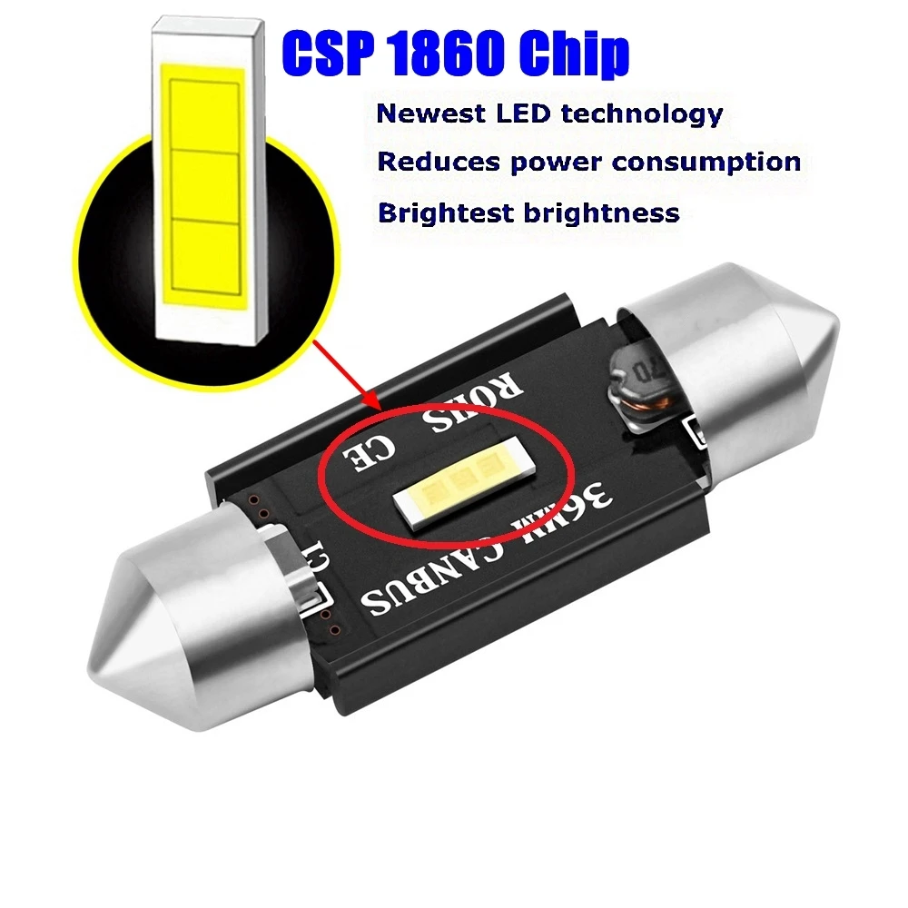 Новая светодиодная лампа Festoon CSP 31 мм 36 39 41 C5W C10W сверхъяркая Автомобильная