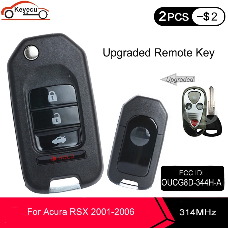 Улучшенный флип модуль KEYECU с 3 кнопками и 1 4 мя 314 МГц T5/ ID13 для Acura RSX 2001 2005 2006