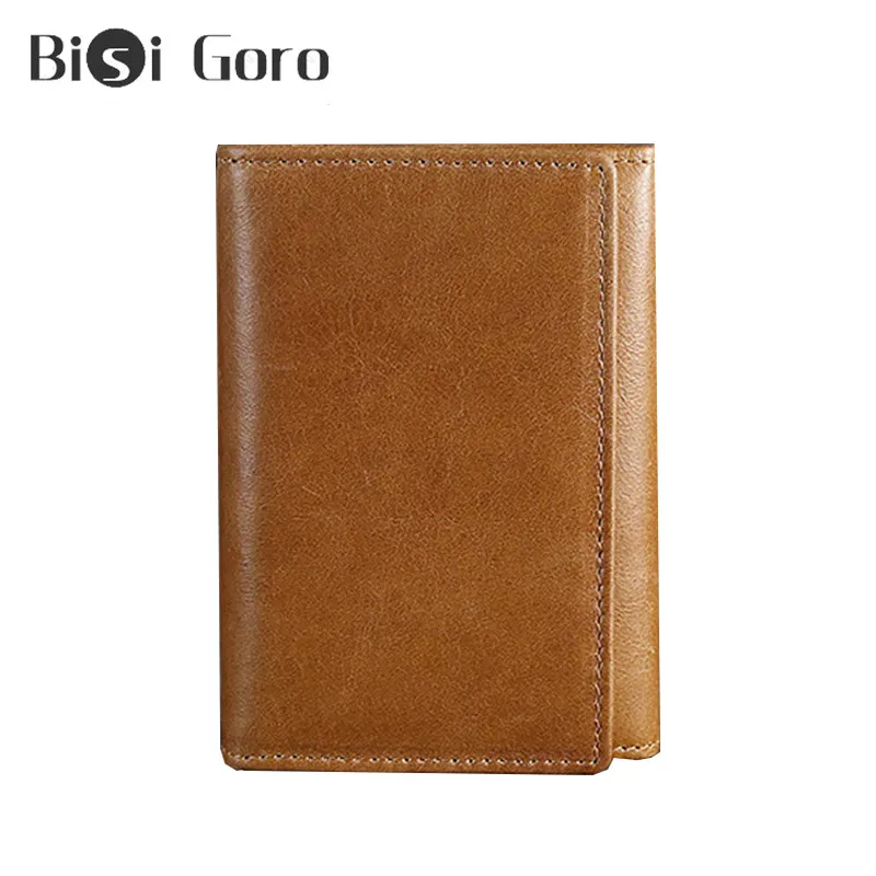 BISI GORO 2020 кошелек из натуральной кожи с блокировкой RFID чехол для визиток в