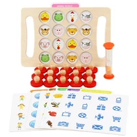 memory chess animal number block wooden board matching game intelligent kids toy