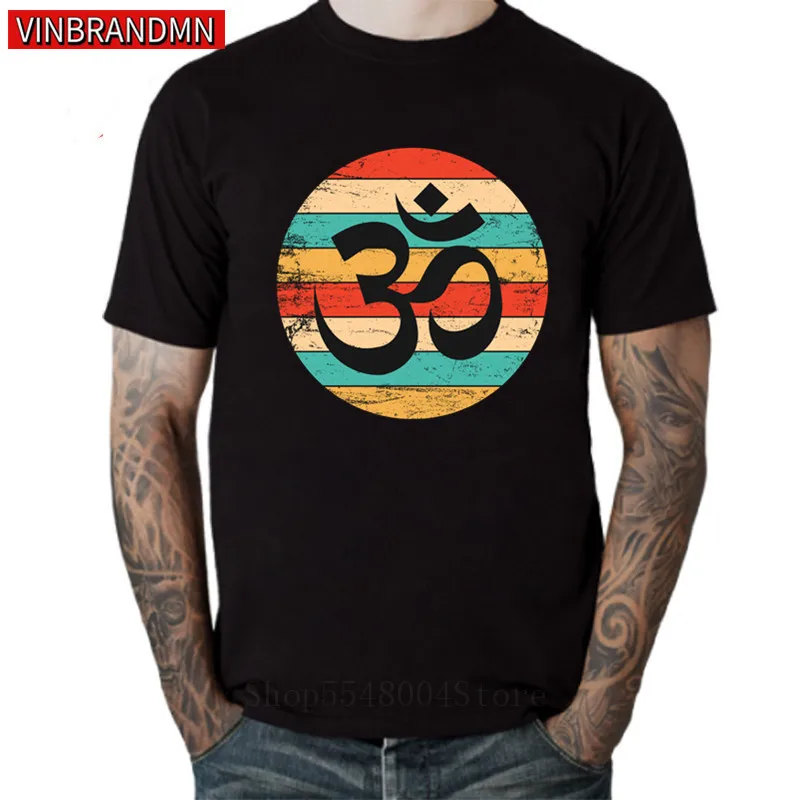 Yoga Om Symbol Vintage T Shirt Men lovers Best Gift Tshirt Hindu Shiva OM Logo Tee shirt Summer Retro Hipster T-Shirt Homme | Мужская
