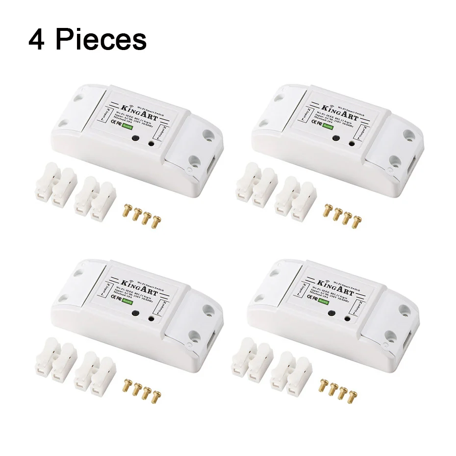 4 pieces Smart WIFI Control Switch Accessory Anywhere APP Remote Timing Turn ON / OFF Home Electricity AC90-250V Work With Google Home - Цвет: 4 pieces