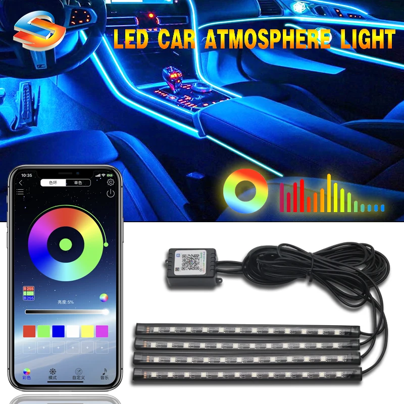 

LED Car Foot Light 5050 48/36SMD Ambient Lamp With USB/Cigarette APP Voice Music Control Multiple Mode Interior Decorative Light