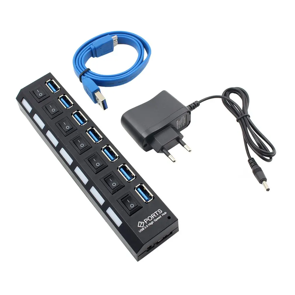 

Разветвитель USB usb-хаб, 3,0, 4/7 портов Micro USB 3,0, концентратор с адаптером питания, USB Hab, высокоскоростной, 5 Гбит/с, USB разветвитель, 3 концентратора...