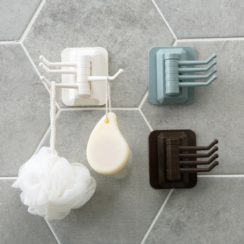 Настенная компактная 4 крючка без винтов и треков крючки для ванной ganchos kitchen