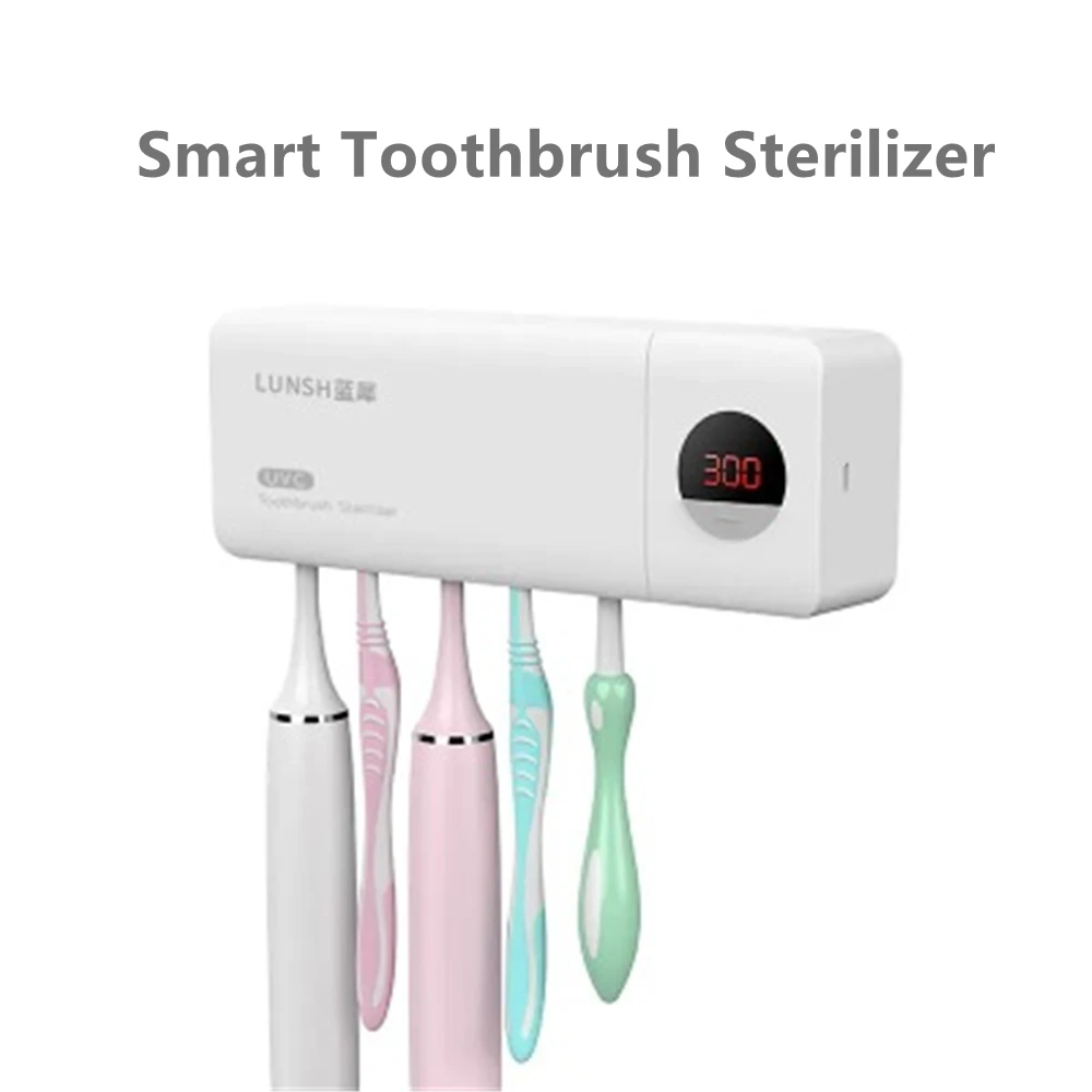 

UV Toothbrush Sterilizer With Charging Display USB Rechargeable Wall-Mounted Disinfection Toothbrush Holder Bathroom Organizer