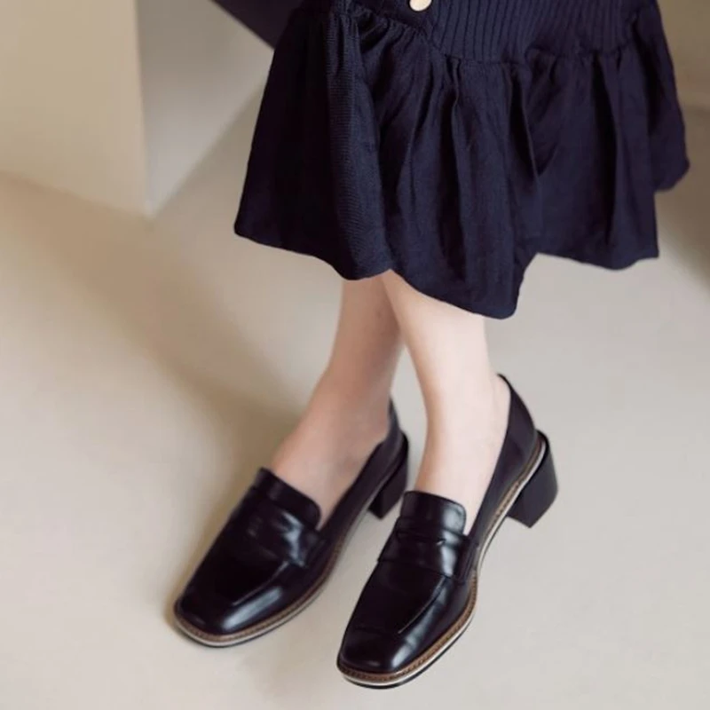 

KemeKiss New Pumps Woman Square Toe Genuine Leather Women Shoes Fashion Cool Spring Shoes Women Footwear Size 34-39