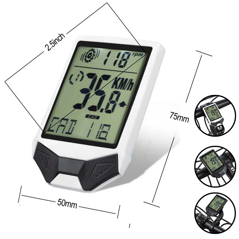 

Waterproof Bicycle Computer Wireless Bike Rainproof Odometer Cadence Sensor 2.5 inch LCD Cycling Speedometer Heart Rate