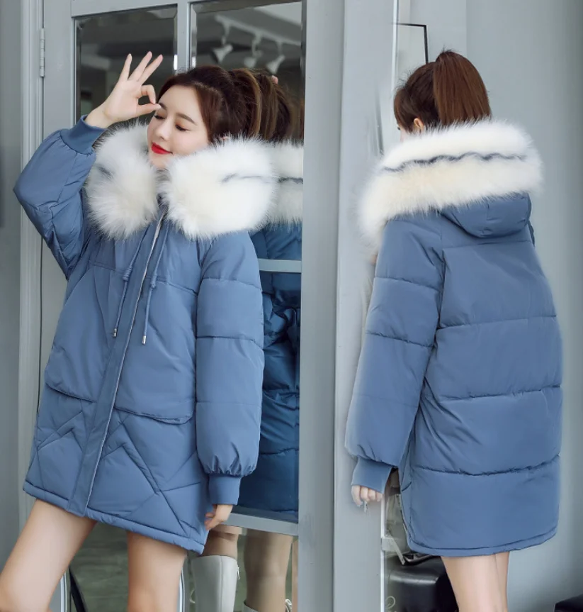 winter jacket women Large fur collar down wadded female cotton padded jackets thickening coat| |