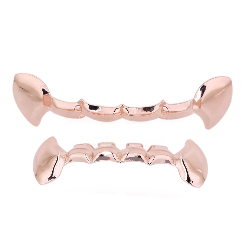 Панк серебро/золотые зубы Grillz хип-хоп грили зубной рта модные зубы шапки Косплей вечерние рэпперы грили зубы Ювелирные изделия Подарки - Окраска металла: 1 set rose gold