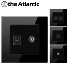 Настенная розетка Atlectric Rj45, двойной разъем для передачи данных, с закаленным стеклом, для телевизора, компьютера