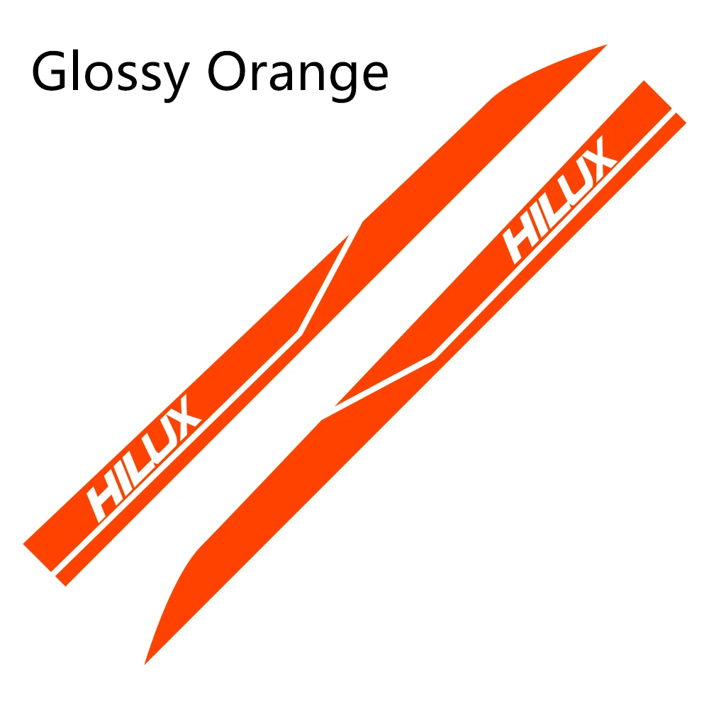 Glossy Orange 2 шт. боковые наклейки на двери автомобиля для Toyota Hilux Revo Vigo Автомобильная виниловая пленка DIY Наклейка спортивный стиль автомобильные принадлежности для тюнинга - Название цвета: Glossy Orange