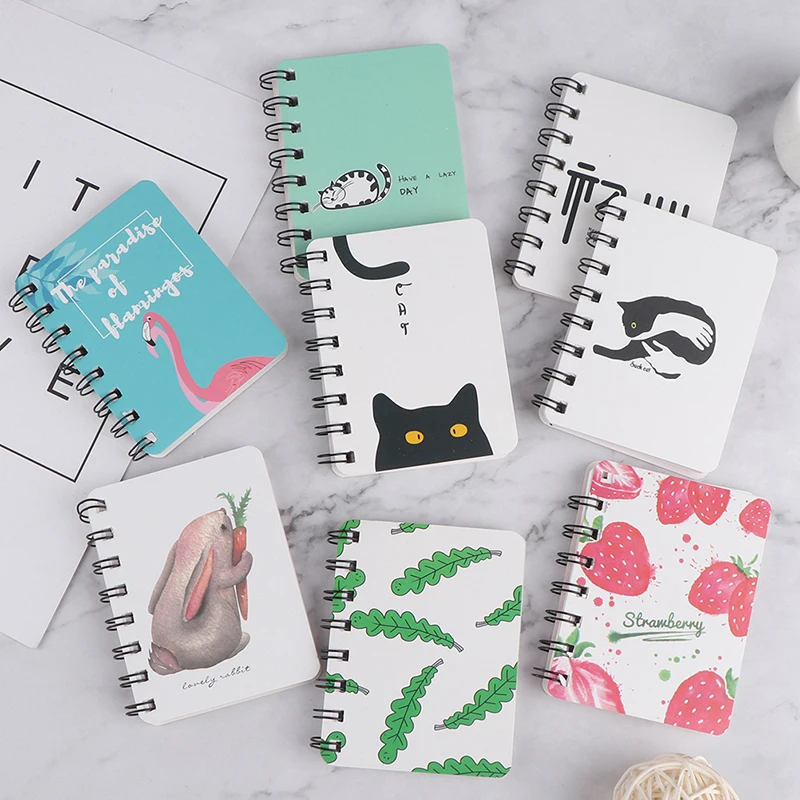 Новый мультяшный портативный мини-блокнот в катушке твердая обложка милая