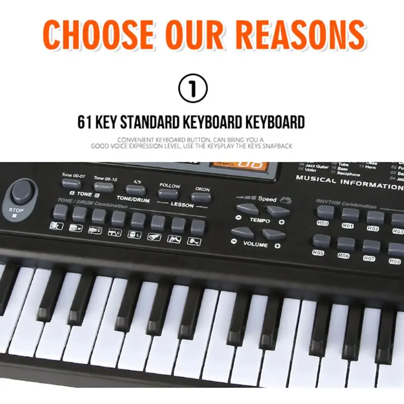 

61 Key Music Electronic Keyboard Digital Piano Organ with Microphone