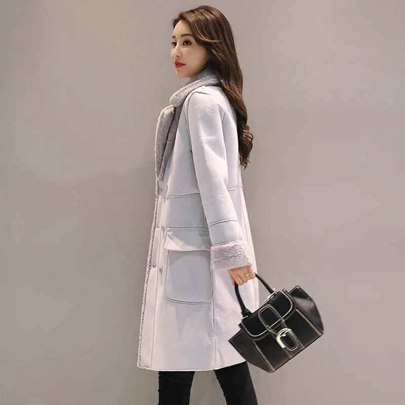 

Winter Women Jackets Long Sleeve Warm Coat Parka Female Portable Outwear Cotton Liner Fashion Collar Clothes Lamb Hair Coat