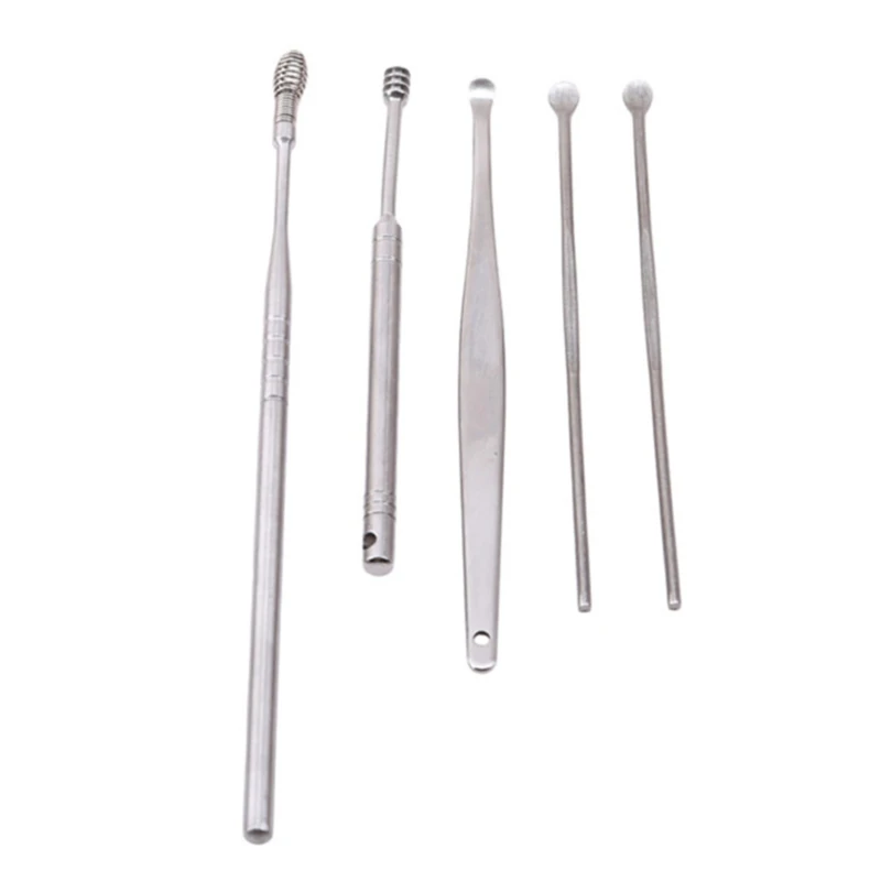 

5 PCS Suit Ear Steak Stainless Steel Double-headed Ear Spoon Luminous Earwax Ear Picking Tool Cleaner High Quality Durable Tool
