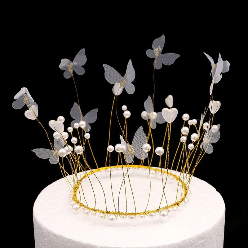 

С Днем Рождения Торт топппер Фея белая бабочка Корона Свадьба годовщина торт украшение день Святого Валентина леди вечерние сувениры