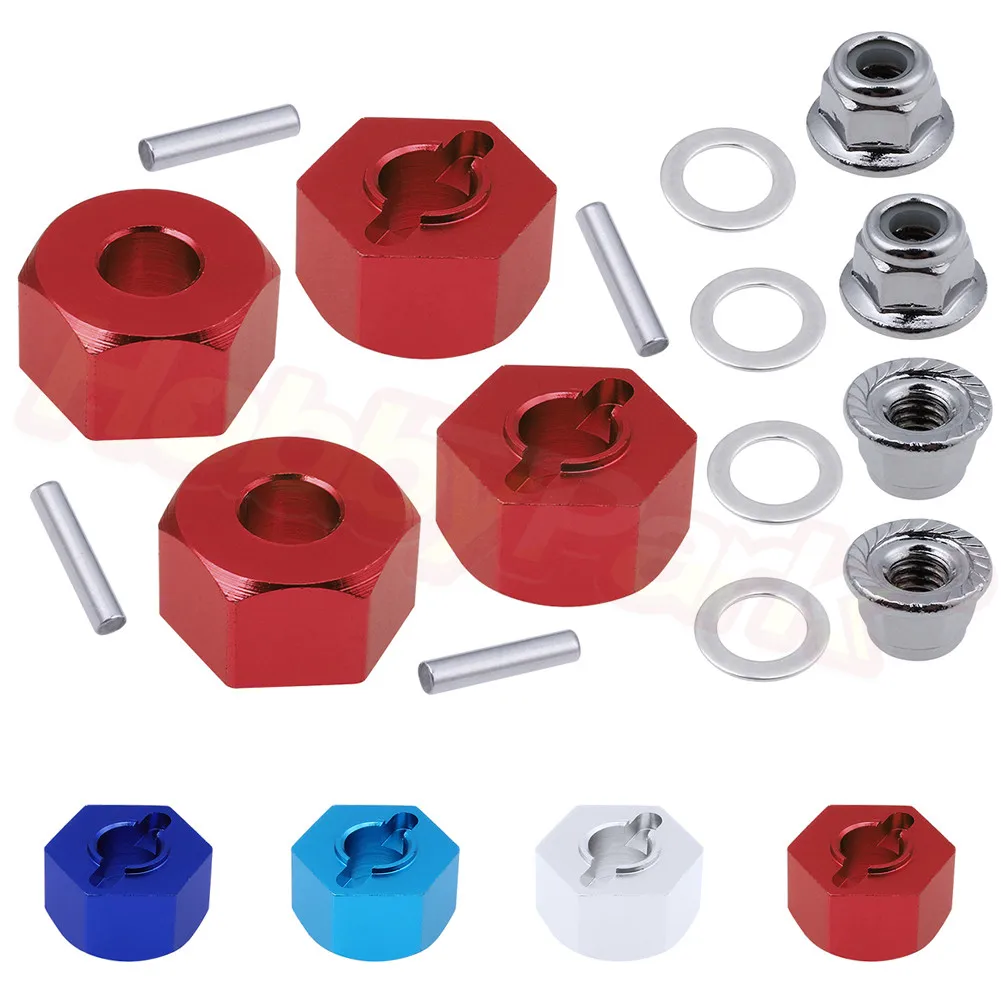 

Aluminum Hex Wheel Hubs and M4 Flanged Lock Nuts Set for Traxxas Slash 2WD 1/10 Short Course Upgrade Parts 1654 3654