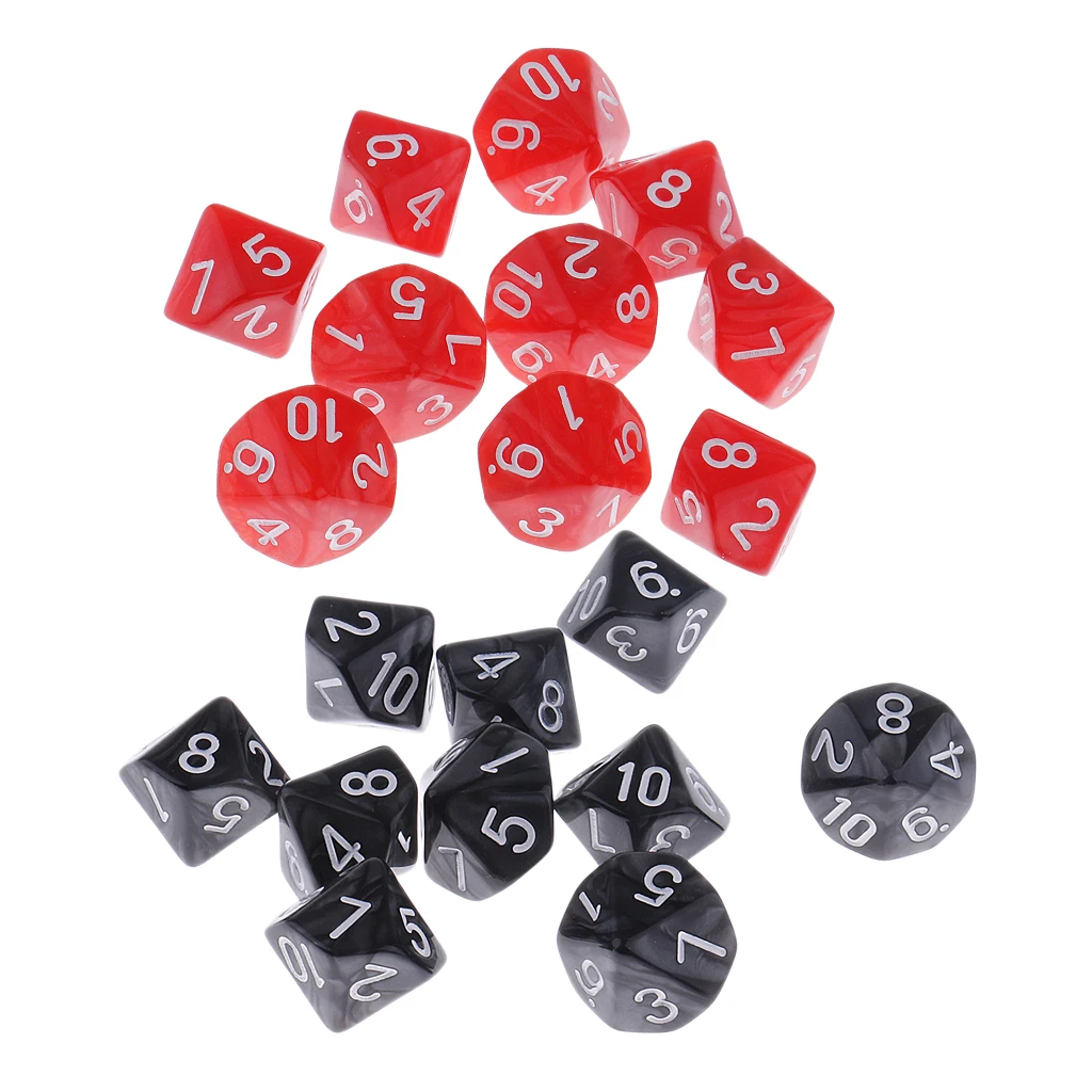 MagiDeal 20 штук Пластик 10 сторонняя кубики D10 набор для вечерние бар игровой